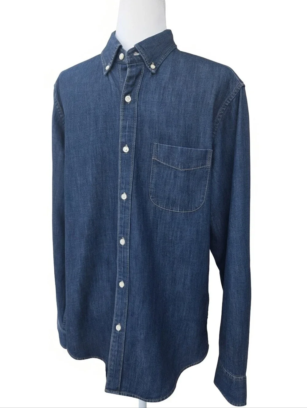 J. Crew Classic Men's Indigo Blue Denim Button-Down Shirt Medium